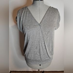 Wrap front black and white top
